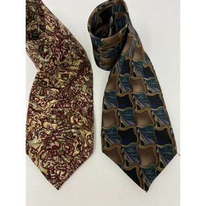 Lot of 2 Cocktail Colors Mens Silk Ties Martini & Scotch Abstract Geometric